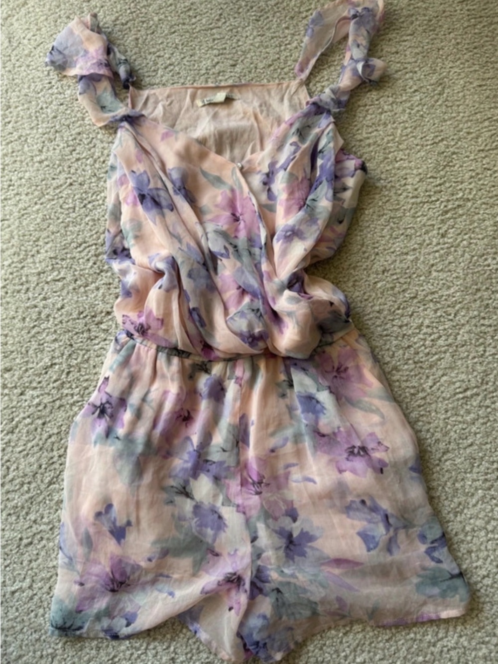 Lucca Couture Pink and Purple Floral Sleeveless Romper y2k